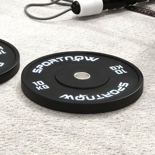 Set De 2 Discos De Pesas De 10/20Kg, Discos Para Barra Y Mancuernas Con Conexión Ø5 Cm Para Entrenamiento En Casa Y Gimnasio, Negro