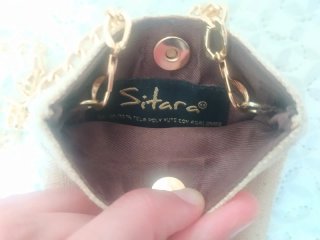 Bolso fiesta Sitara mujer beige y dorado