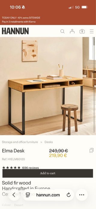 Escritorio Hannun Elma Madera Clara PARA RESTAURAR