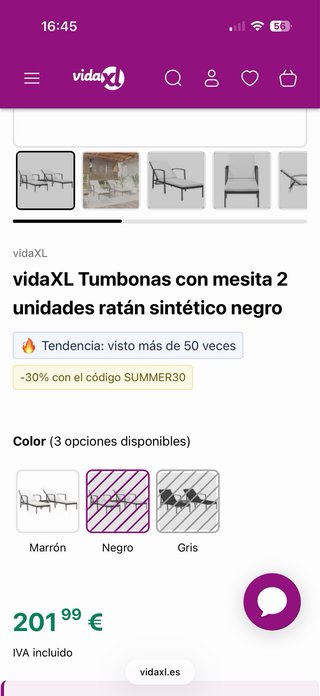 2 Hamacas de terraza con mesita