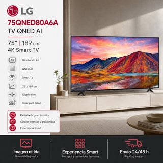 TV LG QNED AI 75” 4K Smart TV 75QNED80A6A