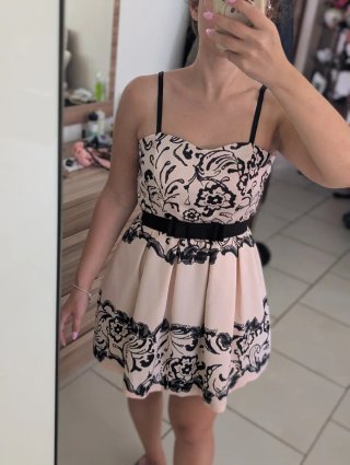 Abito Rinascimento Rosa Cipria e Nero