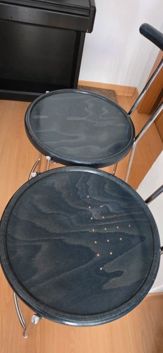 Conjunto 2 Taburetes Altos Metal y Madera