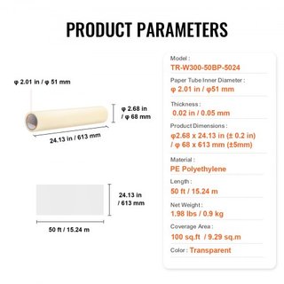 Película de Protección para Alfombra, Escudo de Suelo y Superficie de 24" x 50" con Respaldo Autoadhesivo y Fácil Instalación, Rollo de Protector de Alfombra Adhesivo de Polietileno para Construcc...