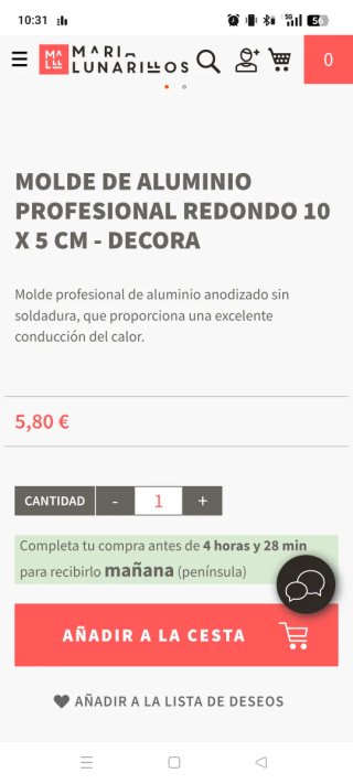 Molde para tarta Decora 10 cm 1x3'50€ 2x6€ 3x9€