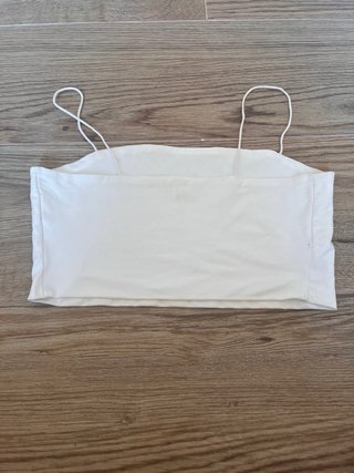 Top Corto Bianco Basic Spalline Sottili