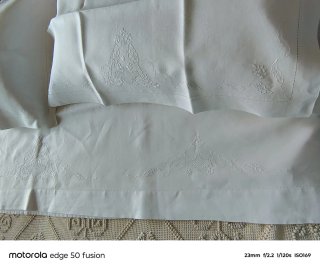 Antico Lenzuolo Puro Lino Ricamato a mano