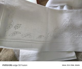 Antico Lenzuolo Puro Lino Ricamato a mano
