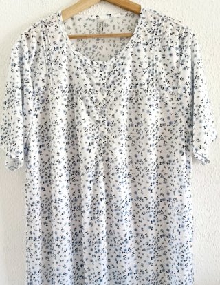 Camisón mujer floral blanco azul manga corta XXL