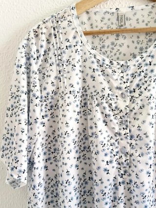 Camisón mujer floral blanco azul manga corta XXL