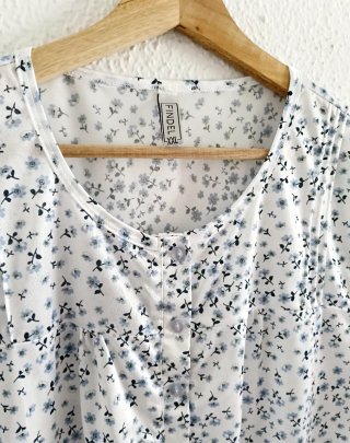 Camisón mujer floral blanco azul manga corta XXL