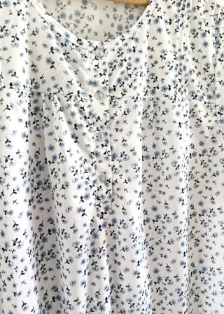 Camisón mujer floral blanco azul manga corta XXL