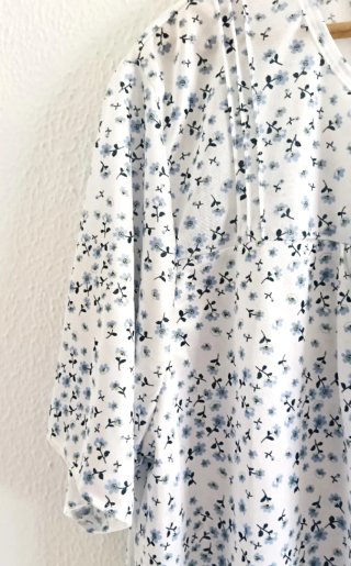 Camisón mujer floral blanco azul manga corta XXL