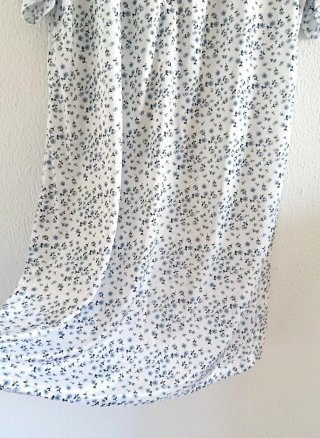Camisón mujer floral blanco azul manga corta XXL
