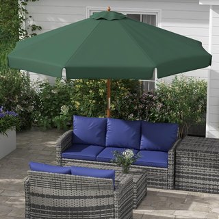 Ombrellone da Giardino Ø3,25M con Corde, Apertura Regolabile e Ventilazione, Ombrellone da Esterno con 8 Aste in Legno, Bambù e Poliestere 180G/㎡, per Patio, Terrazza e Balcone