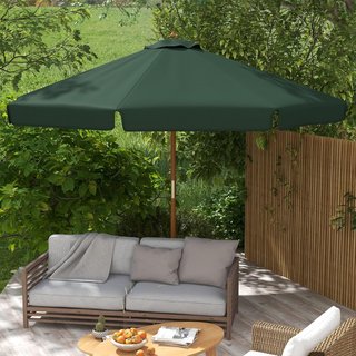 Ombrellone da Giardino Ø3,25M con Corde, Apertura Regolabile e Ventilazione, Ombrellone da Esterno con 8 Aste in Legno, Bambù e Poliestere 180G/㎡, per Patio, Terrazza e Balcone