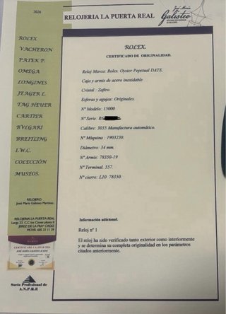 Rolex Date 15000 números romanos