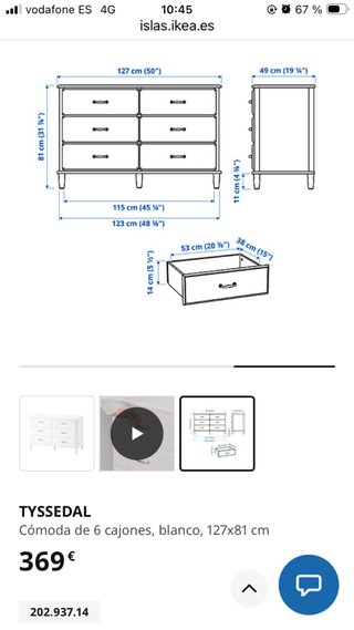 Cómoda Tyssedal Ikea Blanca