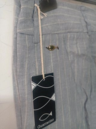 Pantaloni lino a riga per donna  Guarracino taglia