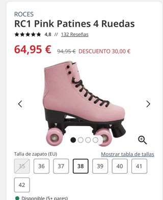 Roces Patines RC1 Pink 4 Ruedas Nuevos sin usar.