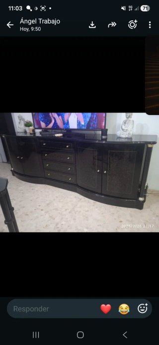 Mesa, vitrina y aparador madera Ebano oscura