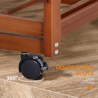 Carrello da Cucina Multifunzionale in Legno di Pino 74 x 37 x 76 cm Marrone Chiaro