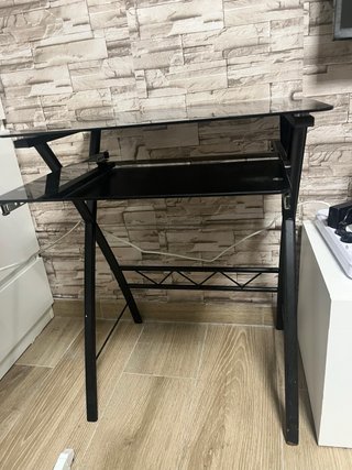 Mesa escritorio cristal negra plegable