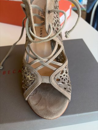 Zapatos Rebeca Sanver Talla 37 1/2 Beige/Plata