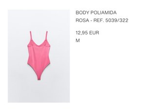 Body Zara Fucsia Talla M Ref. 5039/322