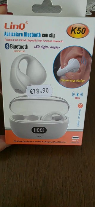 Auricolari Bluetooth LinQ K50 con clip