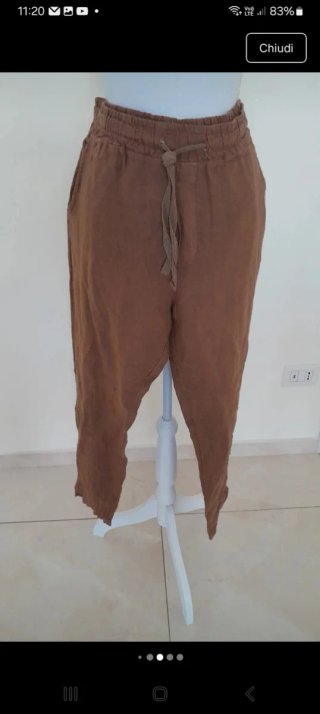Pantaloni lino + giacca cotone beige/marrone