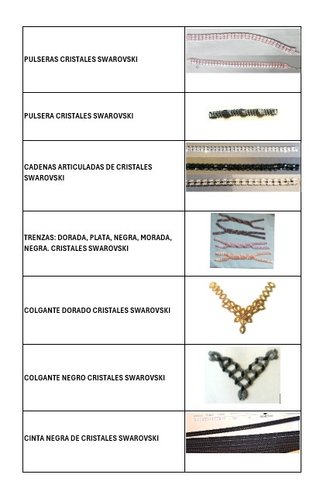 TRENZAS DE CRISTALES SWAROVSKI. PRECIO/UD.