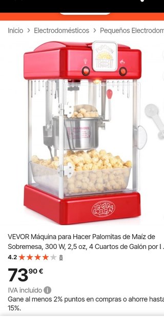 Máquina de Palomitas de Sobremesa Roja