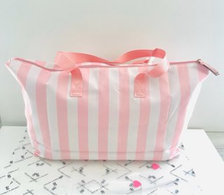 Bolso Grande Victoria's Secret Rayas Rosas y Blanc