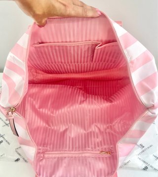Bolso Grande Victoria's Secret Rayas Rosas y Blanc