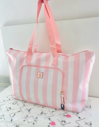 Bolso Grande Victoria's Secret Rayas Rosas y Blanc