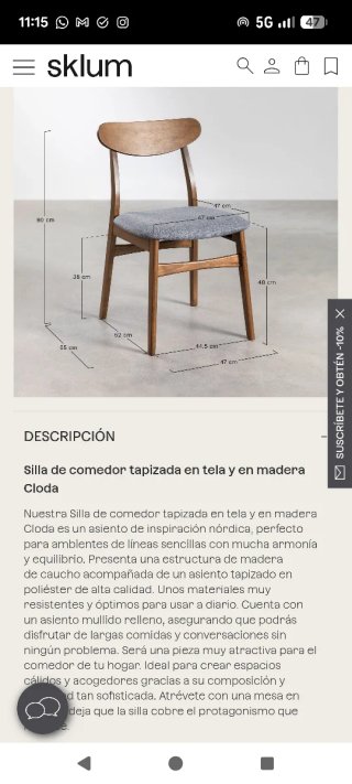 6 Sillas Comedor de madera Sklum