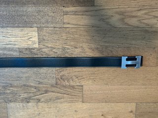Cintura Hermès Uomo Pelle Nera Fibbia H Argento