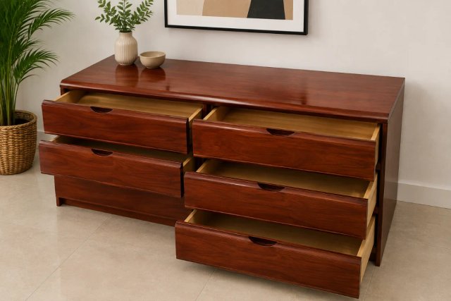 Comoda de madera con 6 cajones