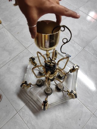 Lámpara Techo Vintage Dorada Cristal 6 Luces