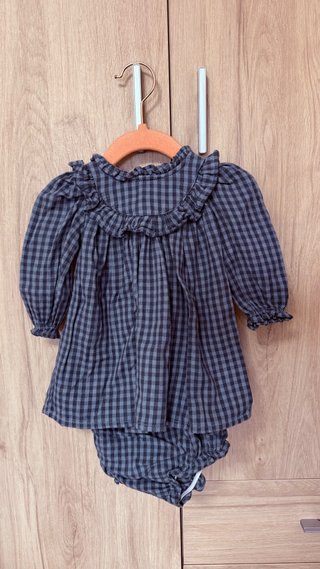 Conjunto vestido y braguita cuadros niña 6 meses