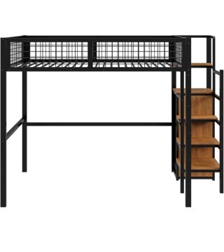 Cama alta con escritorio y estanterías