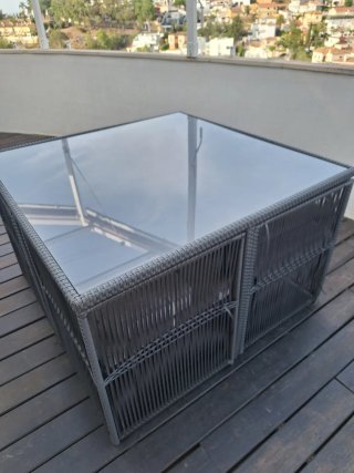 Mesa Terraza + 4 Sillas Fibra Sintética