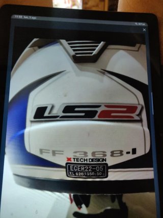 Casco de moto LS2 azul y blanco