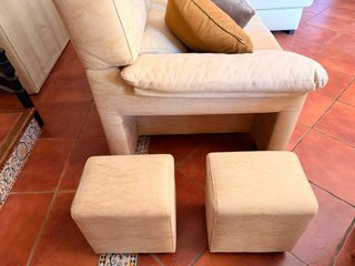 Sofá chaise longue beige tela