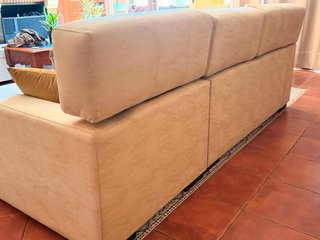 Sofá chaise longue beige tela