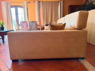 Sofá chaise longue beige tela