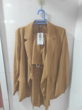 Traje de chaqueta y pantalón Shein marrón