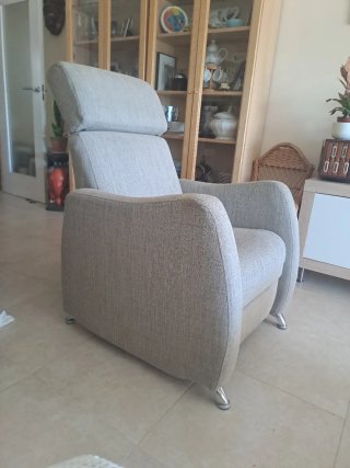 Sillón tela beige y gris