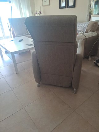 Sillón tela beige y gris